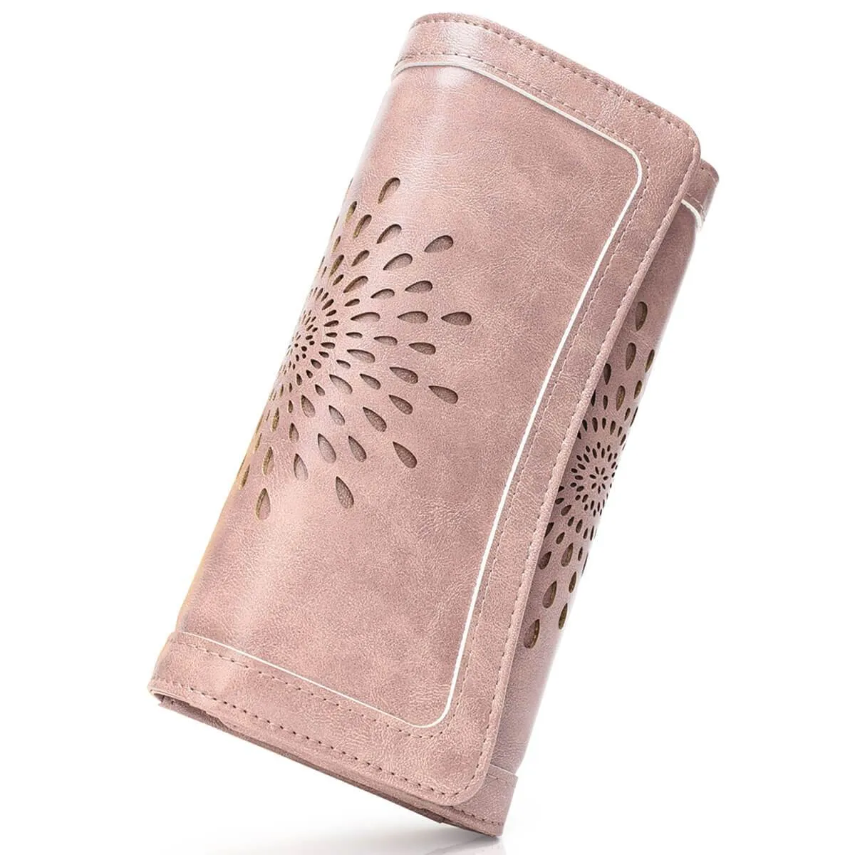 SunFlower Wallet For Women RFID Blocking Slim Minimalist Ladies Long Clutch Purse Credit Card Holder Slots with Zipper Pocket