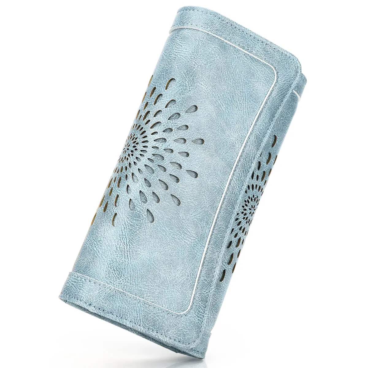 SunFlower Wallet For Women RFID Blocking Slim Minimalist Ladies Long Clutch Purse Credit Card Holder Slots with Zipper Pocket