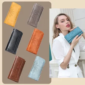 SunFlower Wallet For Women RFID Blocking Slim Minimalist Ladies Long Clutch Purse Credit Card Holder Slots with Zipper Pocket