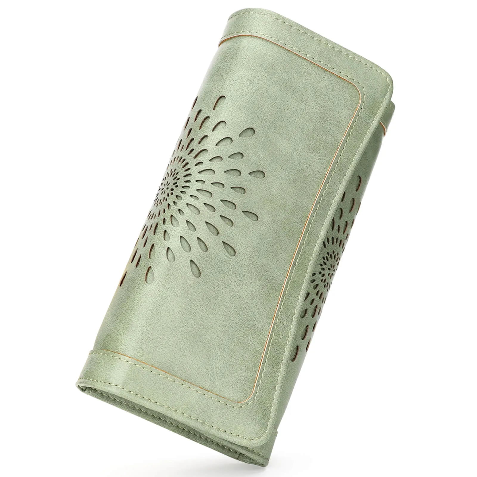 SunFlower Wallet For Women RFID Blocking Slim Minimalist Ladies Long Clutch Purse Credit Card Holder Slots with Zipper Pocket