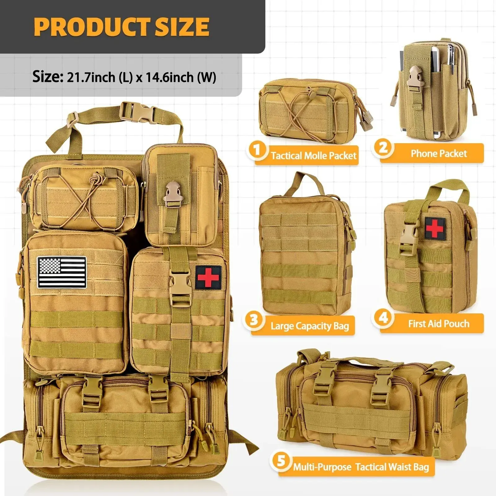 Tactical Back Seat Molle Organizer - Stealth Angel Survival