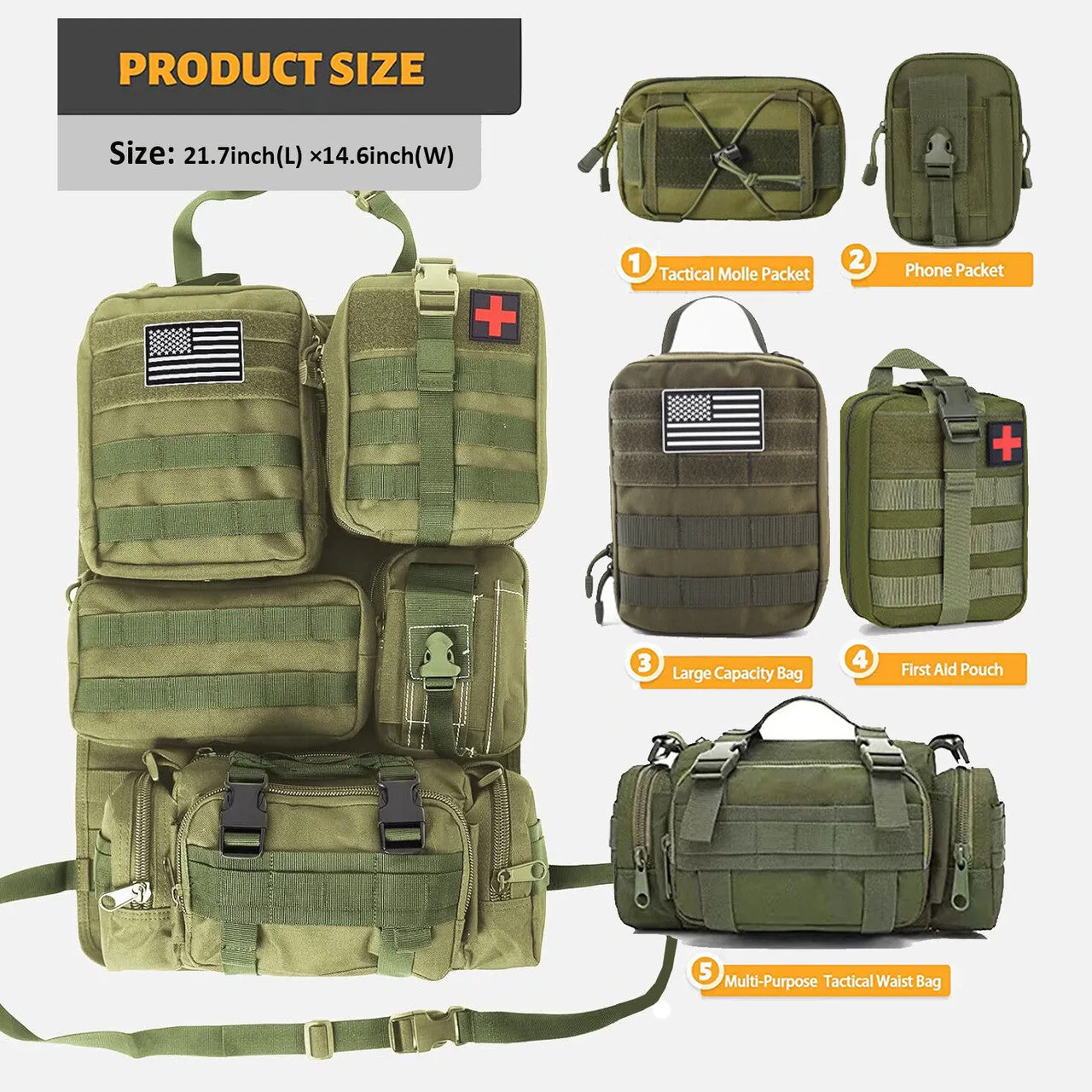 Tactical Back Seat Molle Organizer - Stealth Angel Survival