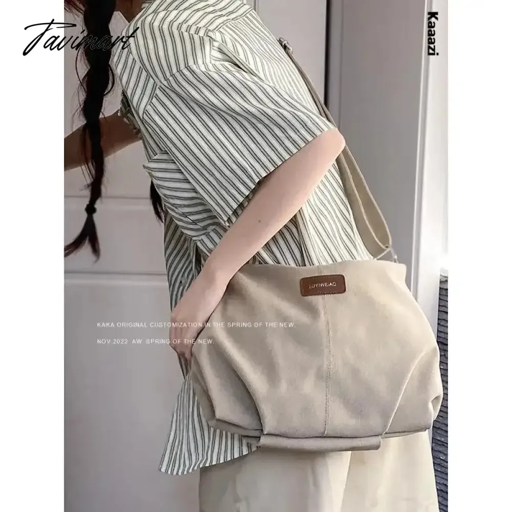 Tavimart Casual Canvas Large Capacity Tote Bag Luxury Designer High Quality Shoulder Bag Student Fashion Versatile Crossbody Bag