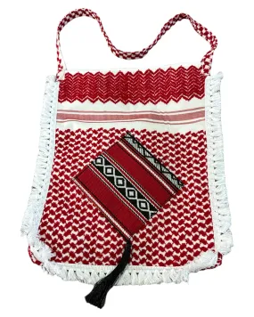 The Red & White Keffiyeh Handbag with Traditional Embroidery & Tarboosh 4– A Tapestry of Heritage and Style