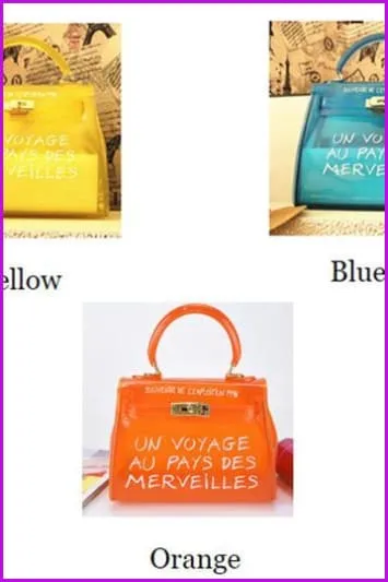 Transparent Jelly Letter Printing Handbag Shoulder Bag F062