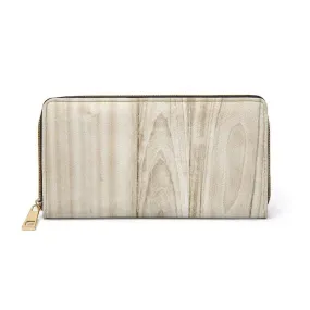 Uniquely You Womens Wallet - Zip Purse / Light Beige Wood Grain