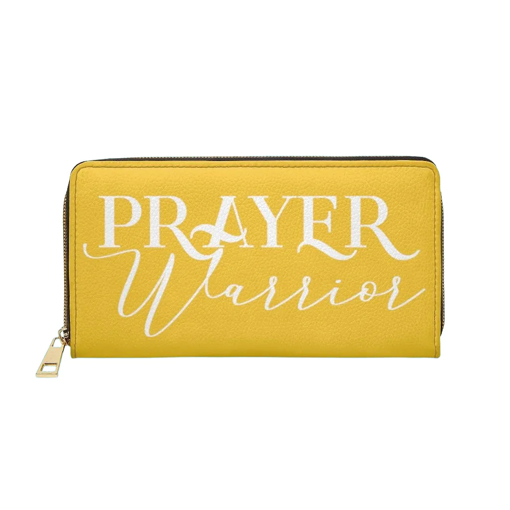 Uniquely You Womens Wallet - Zip Purse / Yellow & White Prayer Warrior