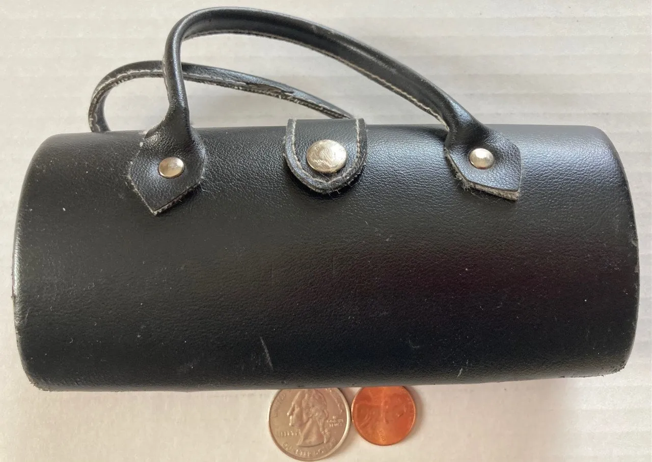 Vintage Black Leather Case, Purse, Handbag, 6" x 3" x 1 1/2", Sexy Little Black Bag, Clutch, Purse