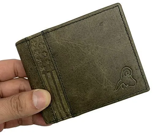 Wallet for Men RFID Blocking Leather Bifold Double ID Flap Wallet USA Series Gift Box RFID53HU