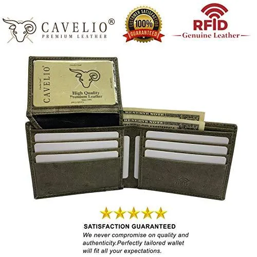 Wallet for Men RFID Blocking Leather Bifold Double ID Flap Wallet USA Series Gift Box RFID53HU