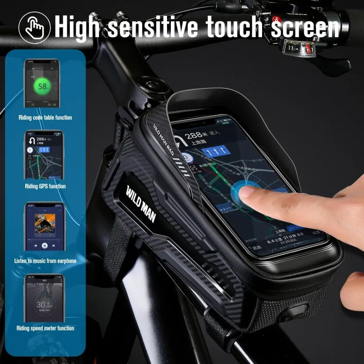 WILD MAN M20 Outdoor Cycling Bicycle Phone Touch Screen Waterproof Front Beam Bag(Black)