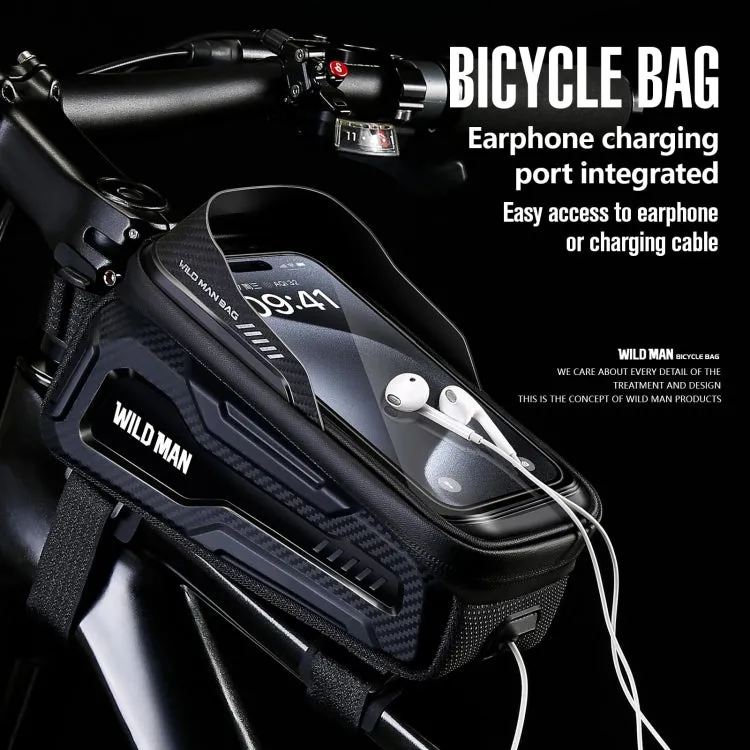 WILD MAN M20 Outdoor Cycling Bicycle Phone Touch Screen Waterproof Front Beam Bag(Black)