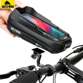 WILD MAN Rainproof Bike Bag Hard Shell Bicycle Phone Holder Case Touch Screen Cycling Bag 6.7 Inch Phone Case Mtb Accessories