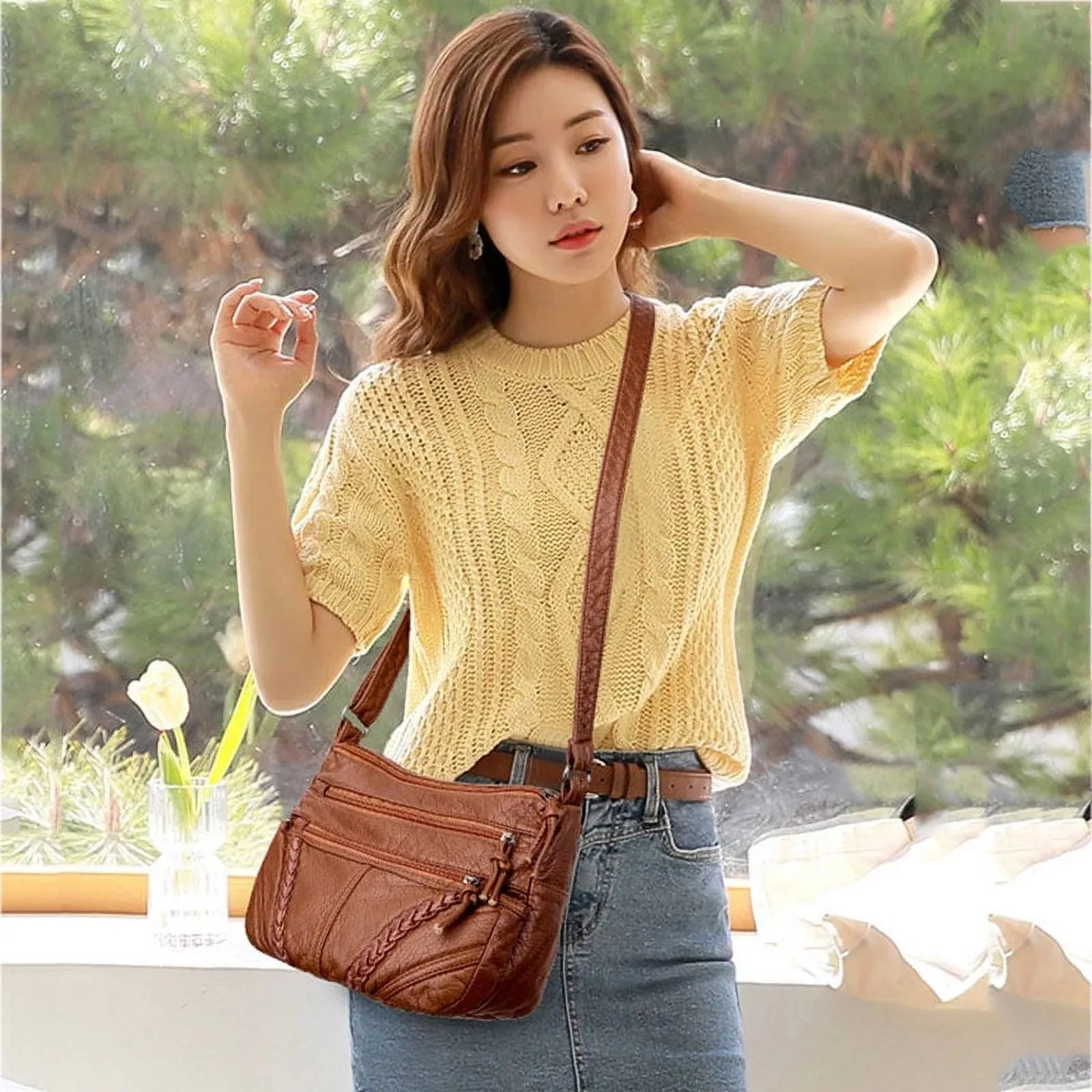 Women's Soft Leather Shoulder Bags Classic Casual Crossbody Bag