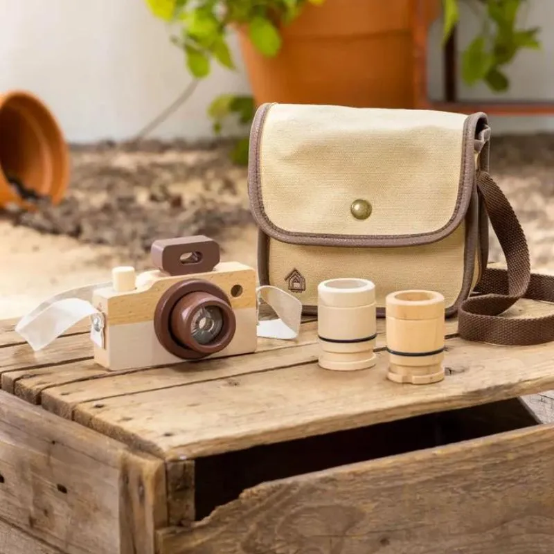 Wooden Camera with Bag