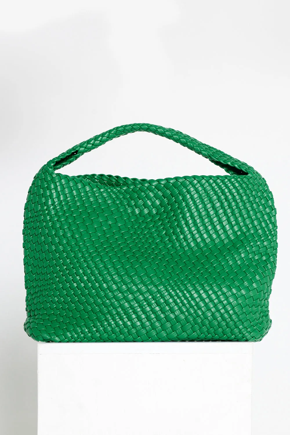 Woven Slouch Bag  & Clutch - Grass Green