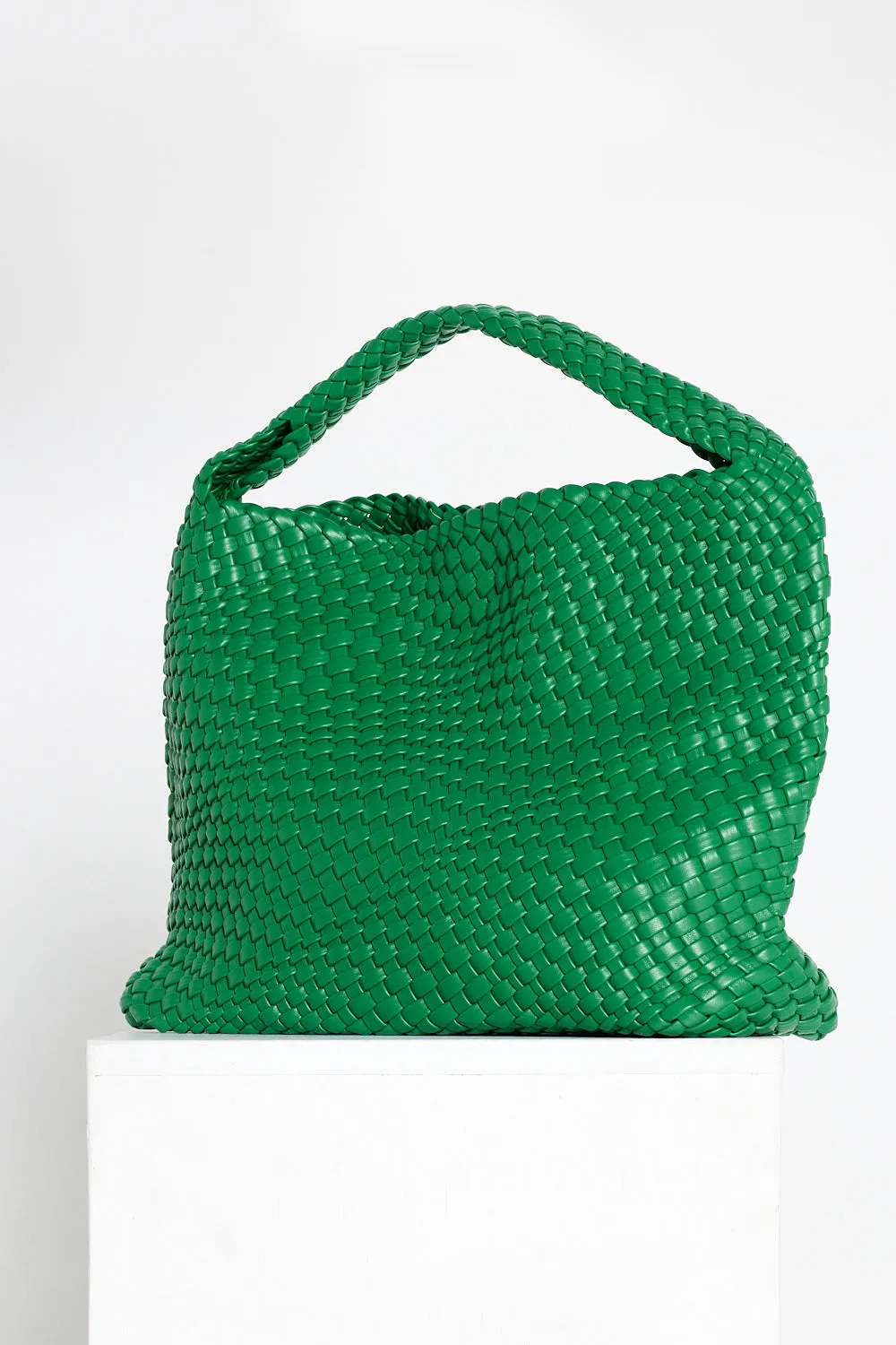 Woven Slouch Bag  & Clutch - Grass Green