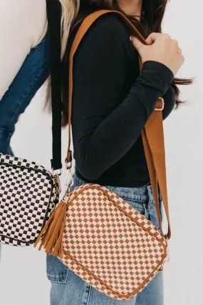 Woven Willow Camera Bag | Checkered Brown