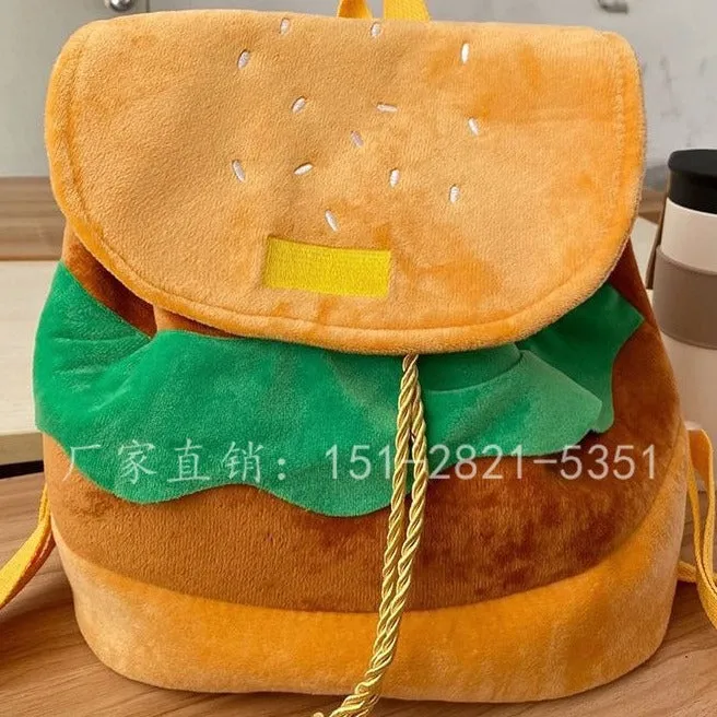 Xiaohongshu Same Style Lazy Sheep Hamburger Casual Backpack Double-Shoulder Cute Cartoon Student Backpack Large Capacity Campus