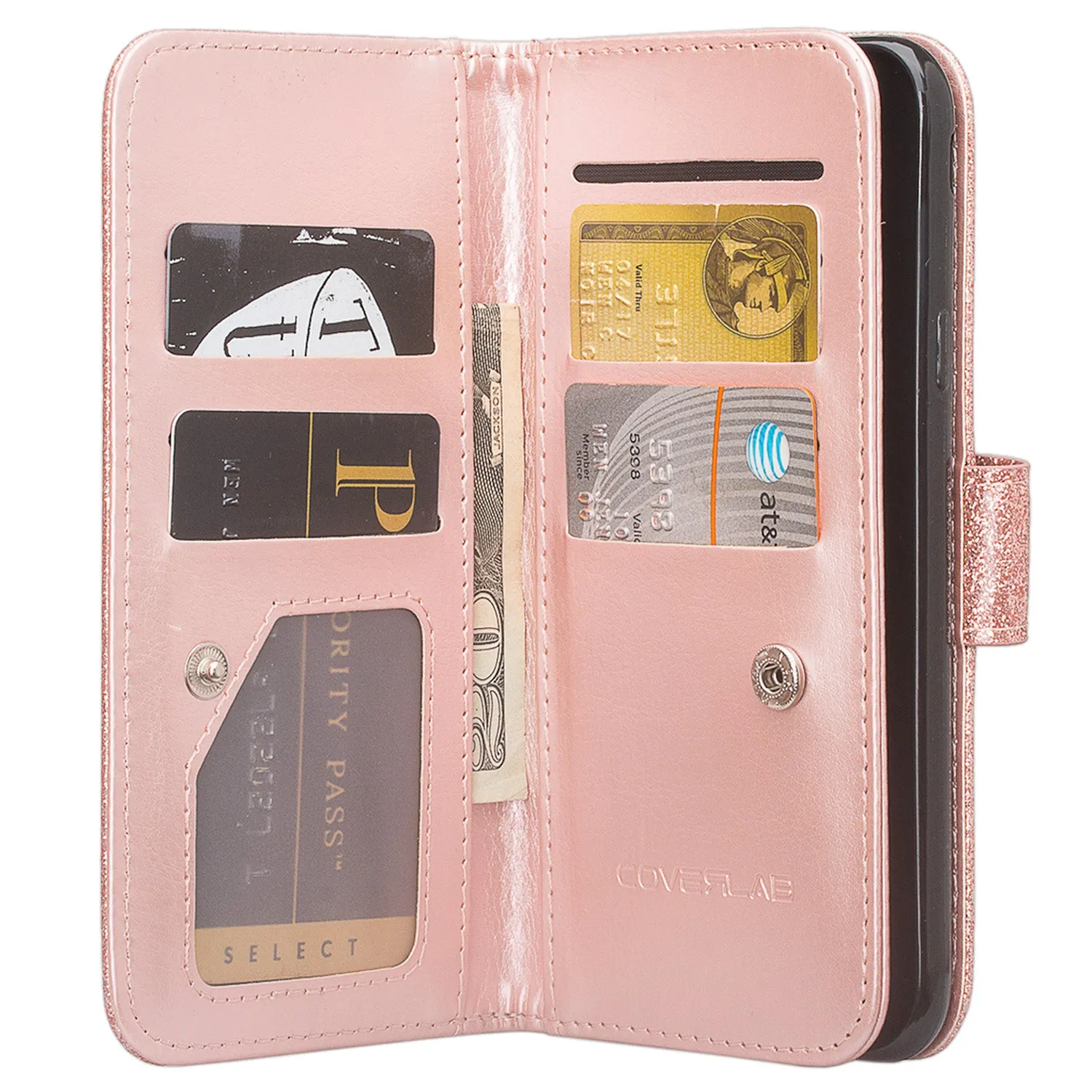 ZTE Sequoia Case, Blade Z Max, ZTE Z982 Case, [Wrist Strap] Glitter Faux Leather Flip [Kickstand Feature] Protective Wallet Case Clutch - Rose Gold